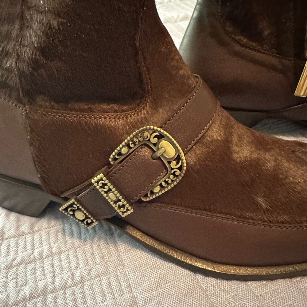 Taryn Rose Brown Leather Ankle Boots - Picture 6 of 7